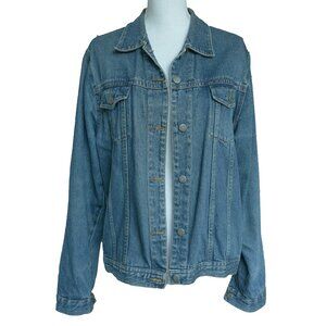 Vintage 90s Oversized Jean Jacket Long Slouchy Faded Blue Denim Trucker jacket